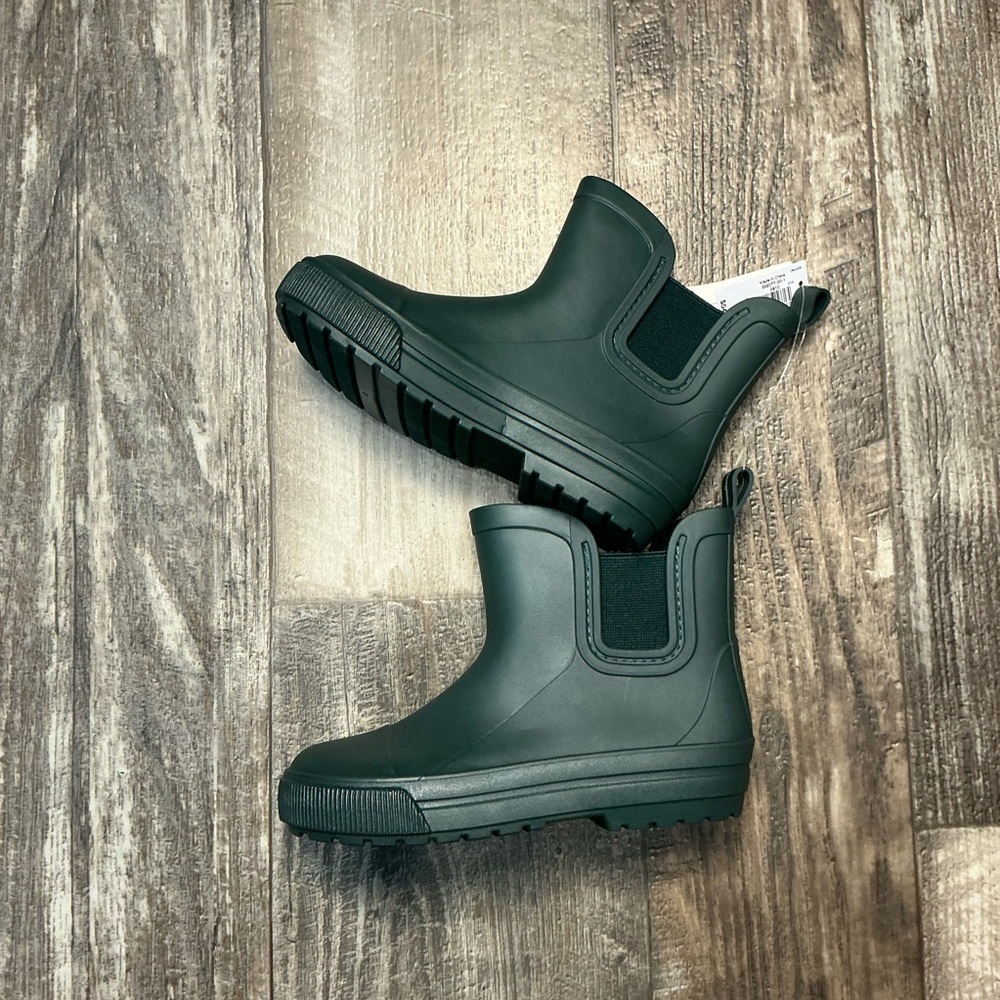 Kids Waterproof Chelsea Rain Boots in Dark Green Size 9/10 - Picture 15 of 16